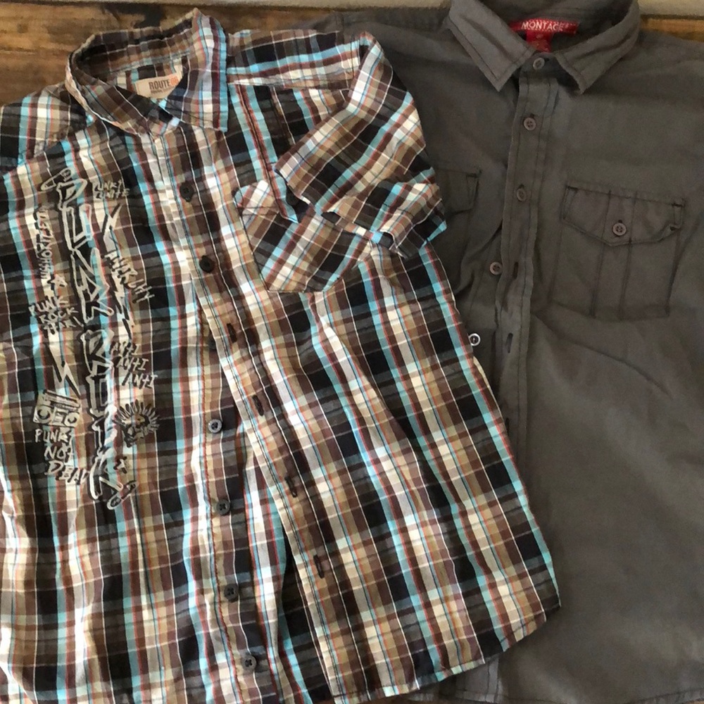 2 button up boys shirts